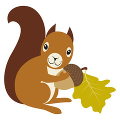 Squirrel with acorn and oak leaf