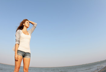 young attractive woman on natural background