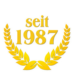 seit 1987  jubiläum lorbeerkranz lorbeer gold