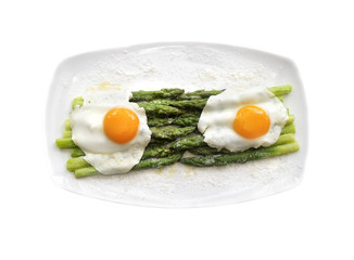 fried eggs with asparagus