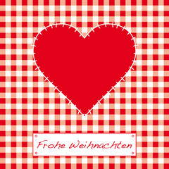 karierte weihnachtskarte mit herz