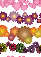 Seamless pattern with hearts and flowers