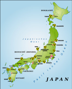 Japan mit Kernkraftanlagen