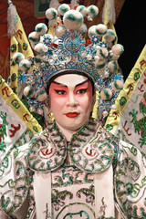 chinese opera dummy and red cloth as text space ,it is a toy,not