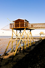 pier with fishing net, Gironde Department, Aquitaine, France