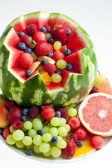 fruit salad in water melon