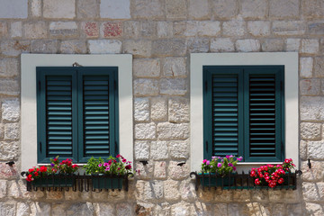 Fototapeta na wymiar wooden shutters on the windows