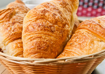 fresh croissant on table ,Delicious!