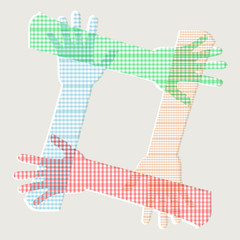 Conceptual symbol of multiracial human hands