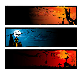 set of halloween banners
