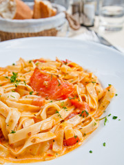 Italian meat sauce noodles on the table