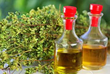 Olive  oil, vinegar and oregano bouquet.