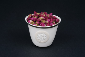 Chinese Tea Cup Filled With Dried Roses
