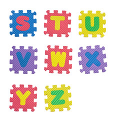Alphabet blocks from S to Z isolated on white background