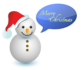 snowman with merry christmas sign illustration