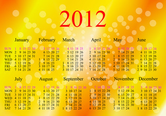 2012 Calendar.