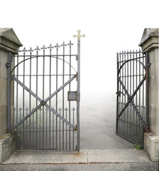 open wrought-iron gate