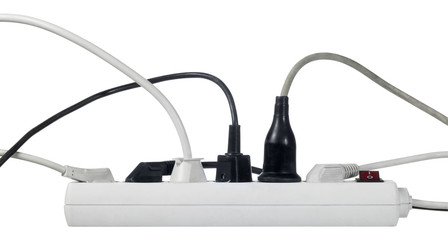 white multiple socket and plugs sideways