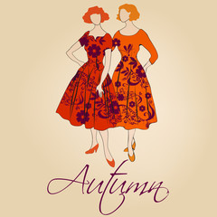 Elegant autumn vintage fashion ladies