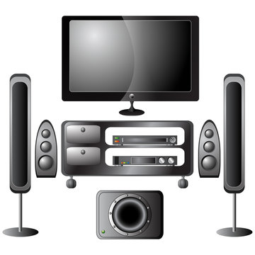 Set of detailed home theater icons