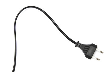 Black electric plug isolated on white
