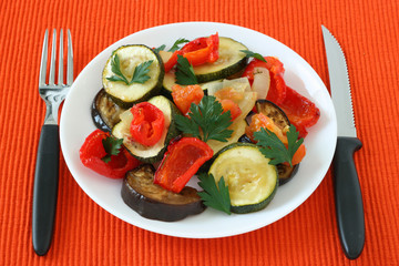 Baked vegetables on a plate