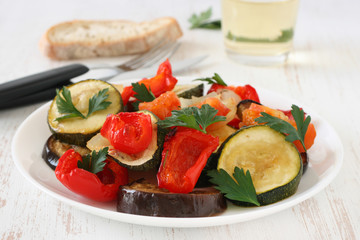 Baked vegetables on a plate