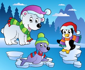 Winter scene with various animals 4