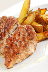 grilled steak with potatoes