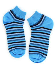 blue striped socks isolated on white