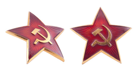 Soviet red star badge with clipping path