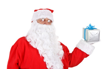 santa holding present