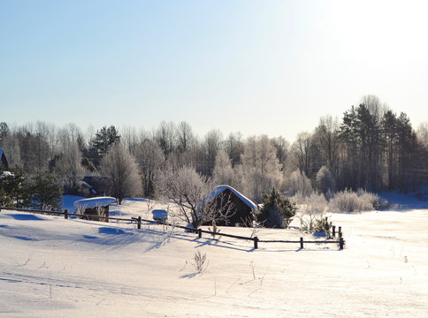 Winter view of small russian village