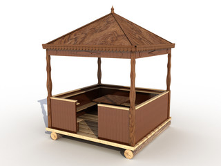 A wooden gazebo on a white background №1