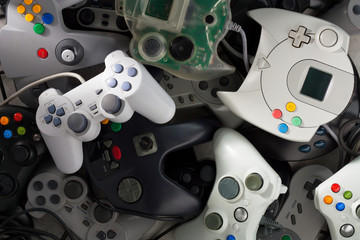 Scattered Videogames Gamepads of Many Types