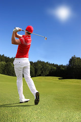 Man playing golf