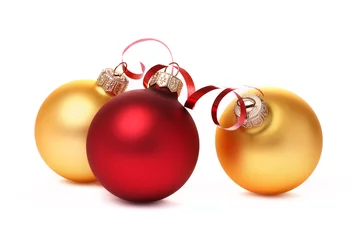 Photo sur Plexiglas Sports de balle Red and yellow Christmas balls