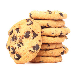 Biscuits with pieces of chocolate coating