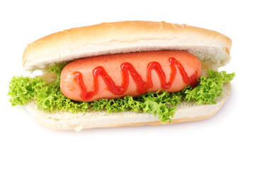 tasty hot dog isolated on white