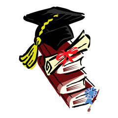 Hat book graduation certificate