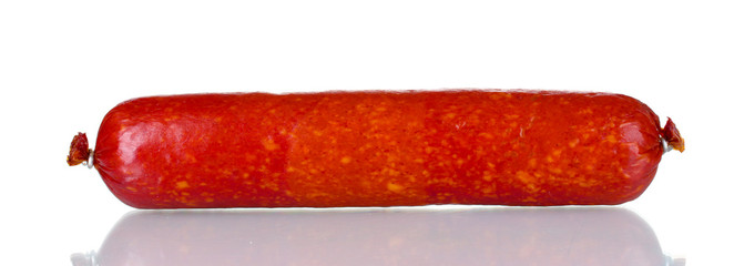 Tasty sausage isolated on white