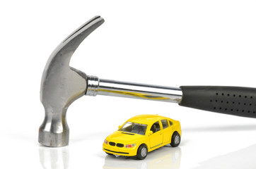Hammer and toy car