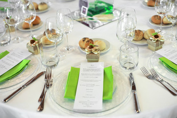 menu on wedding table