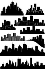 Set of vector cities silhouette