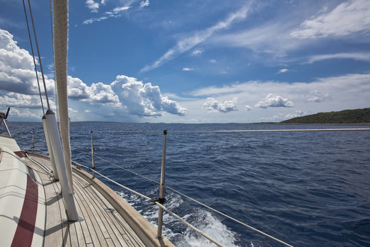 sailing boat pictured from on board