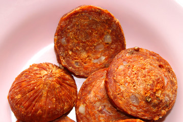 Fried sliced pepperoni