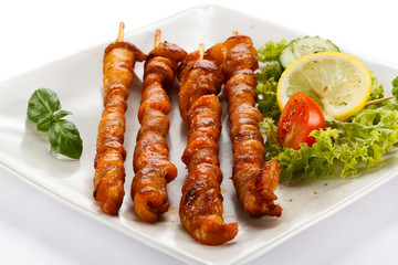 Grilled meat and vegetables