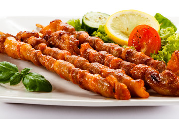Grilled meat and vegetables