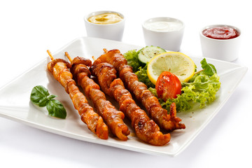 Grilled meat and vegetables