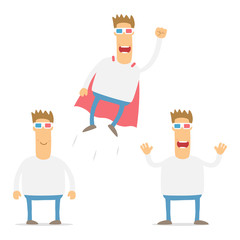 set of funny cartoon casual man